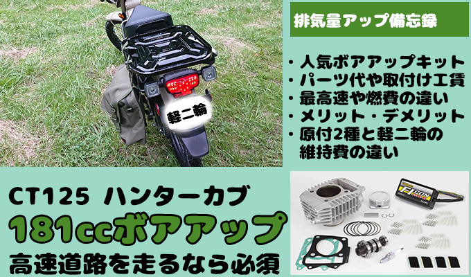 Ct125ハンターカブで高速道路を走行するなら181ccボアアップ一択 143ccオイルクーラー問題や維持費の違いなど調べた備忘録 Ct125ハンターカブのカスタムブログ